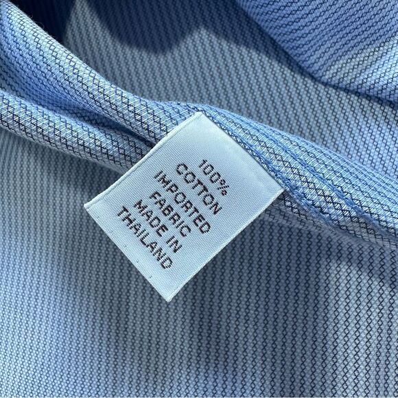 NWT Santorelli Nordstrom Men’s Size 17 ( XL ) Blue Stripped Button Down Shirt - Picture 9 of 12